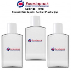 Düz Kapaklı + Tıpalı Plastik Şişe 40ml Kod 415