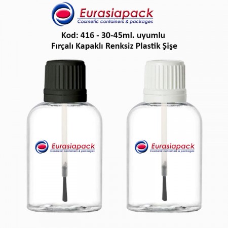 Fırçalı Kapaklı Plastik Şişe Kod: 416 - 30-45ml 