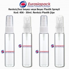 Sprey Valfli Plastik Şişe 25/30ml Plastik Spreyli Kod 406