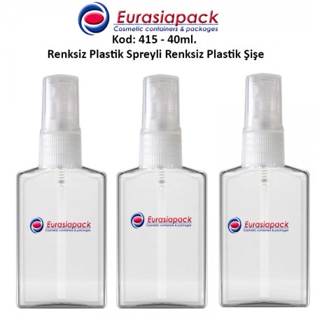 Sprey Valfli Plastik Şişe 40ml Plastik Spreyli Kod 415