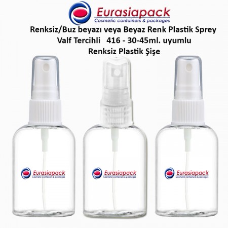 Sprey Valfli Plastik Şişe 50ml Plastik Spreyli Kod 416