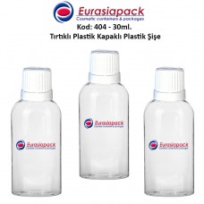 Tırtıklı Kilitsiz Kapaklı Plastik Şişe 25/30ml Kod 404