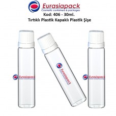 Tırtıklı Kilitsiz Kapaklı Plastik Şişe 25/30ml Kod 406