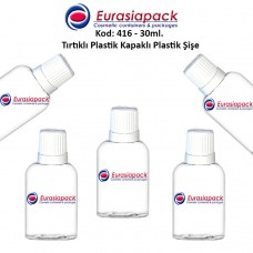 Tırtıklı Kilitsiz Kapaklı Plastik Şişe 25/30ml Kod 416