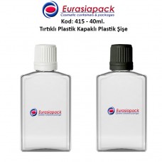 Tırtıklı Kilitsiz Kapaklı Plastik Şişe 40ml Kod 415